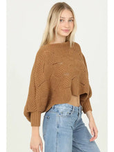 Load image into Gallery viewer, Cable Knit Pullover Bat Wing Sweater
