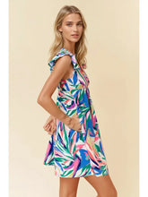 Load image into Gallery viewer, Colorful Abstract Print Flutter Sleeve Mini Dress