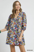Load image into Gallery viewer, Boho Floral V-Neck Balloon Sleeve Dress