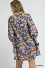 Load image into Gallery viewer, Boho Floral V-Neck Balloon Sleeve Dress
