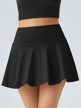 Load image into Gallery viewer, Scuba Fabric Flare Mini Skirts with Shorts Lining Black