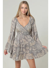 Load image into Gallery viewer, Wide Sleeve V Neck Smocked Waist Short Dress