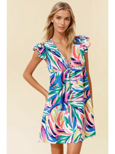 Load image into Gallery viewer, Colorful Abstract Print Flutter Sleeve Mini Dress