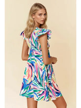 Load image into Gallery viewer, Colorful Abstract Print Flutter Sleeve Mini Dress