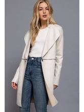 Load image into Gallery viewer, Long Sleeve Front Two Zipper Detail Faux Suede Long Jacket