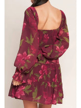 Load image into Gallery viewer, A Printed Woven Mini Dress Burgundy