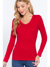 Load image into Gallery viewer, Long Sleeve V-Neck Thermal Knit Top
