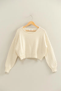Textured Round Neck Long Sleeve Sweater