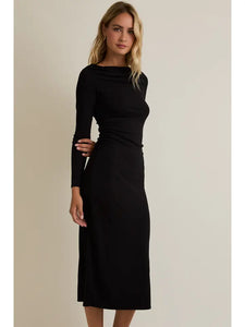 Off Shoudler Long Sleeve Maxi Dress Black