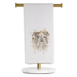Bulldog Love Flour Sack Hand Towel White/Multi 20x28