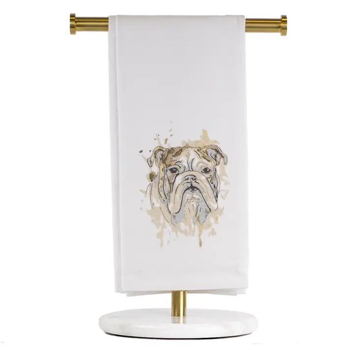 Bulldog Love Flour Sack Hand Towel White/Multi 20x28