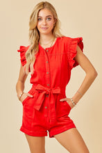 Load image into Gallery viewer, Red Denim Romper
