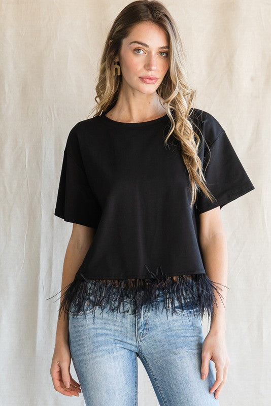 Black Feather Top