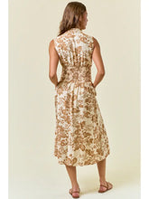 Load image into Gallery viewer, Paisley V-Neck Smocked Waist Zip Front Midi Dress
