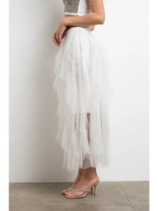 White Layered Tulle skirt
