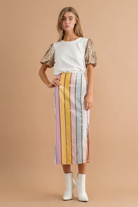 Sequin striped skirt