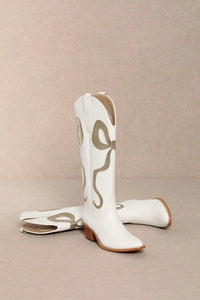 Ruby Bow Swirling Patterned Western Boots
