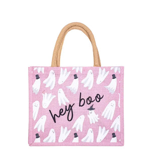 Hey Boo Gift Tote Light Pink/White 12x10x8