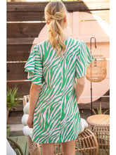 Load image into Gallery viewer, Green and Pink Shift Dress
