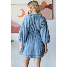 Load image into Gallery viewer, V-Neck Puff Sleeve Denim Dress
