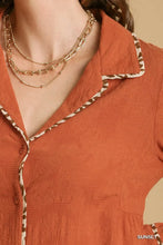 Load image into Gallery viewer, Animal Print Details Long Sleeve Collared Tiered Dress
