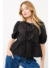 Load image into Gallery viewer, Black Bow Blouse
