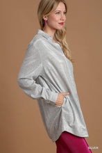 Load image into Gallery viewer, Collared Button Down Tunic Shirt with Side Pockets
