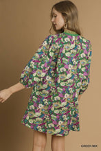 Load image into Gallery viewer, Boho Floral V-Neck Balloon Sleeve Dress
