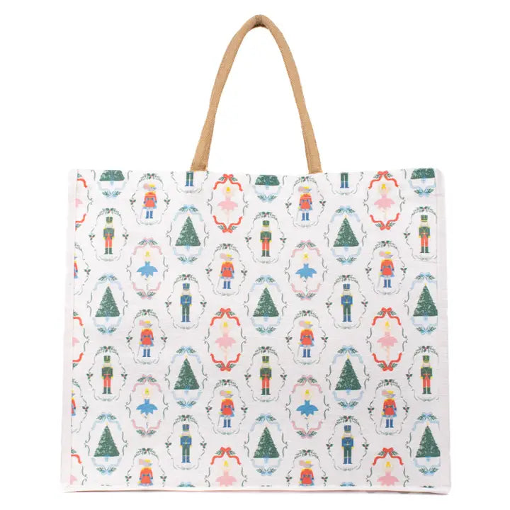 Nutcracker Waltz Juco Carryall Tote White/Multi 22x19x8