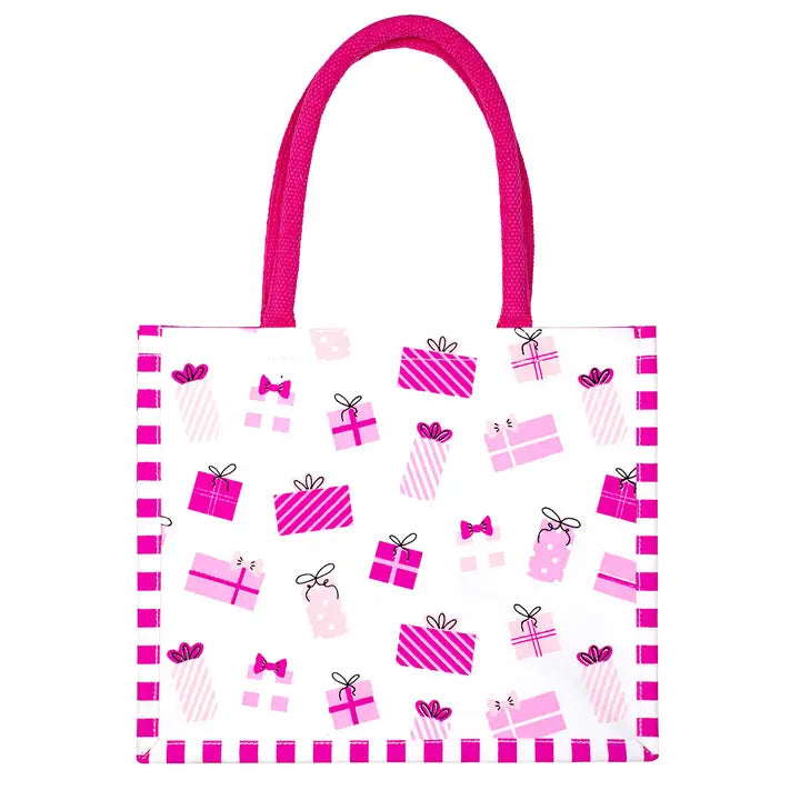 Wrap It Up Gift Tote White/Pink 12x10x8