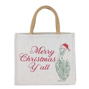 Merry Christmas Pelican Gift Tote 12x10x8