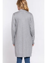 Load image into Gallery viewer, Long Sleeve Rib Banded Open Tunic Sweater Cardigan Gray
