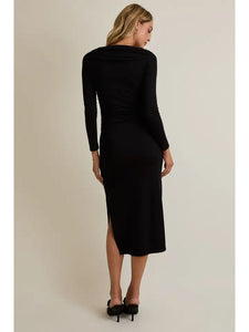 Off Shoudler Long Sleeve Maxi Dress Black