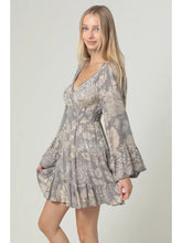 Load image into Gallery viewer, Wide Sleeve V Neck Smocked Waist Short Dress
