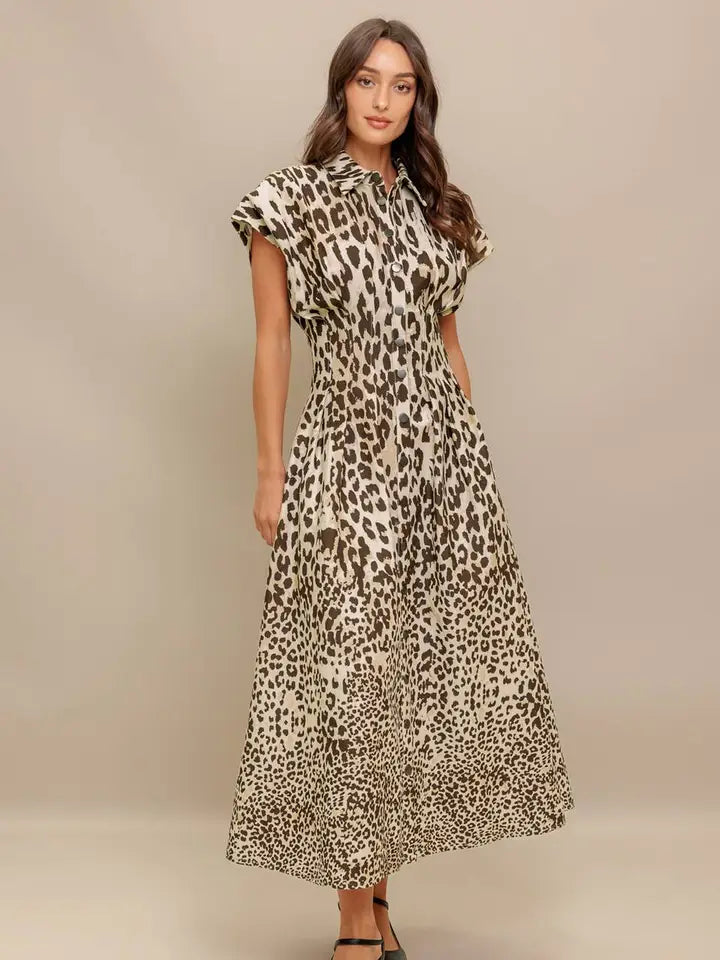 A Printed Woven Midi Dress