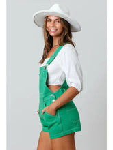 Load image into Gallery viewer, Green Denim Short Overalls
