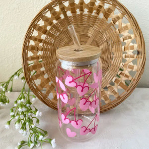 Glass Cup with Lid and Straw