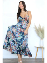 Load image into Gallery viewer, V Neck Open Tie Back Maxi Dress
