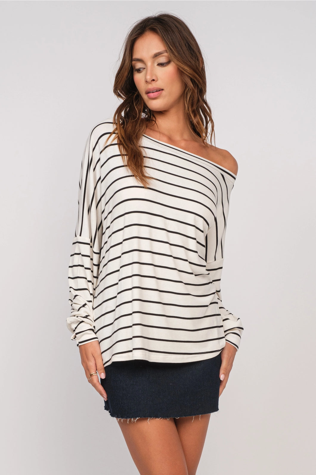 Stripe Off The Shoulder Top