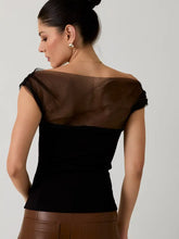 Load image into Gallery viewer, Mesh &amp; Ponti Mix Drape Top
