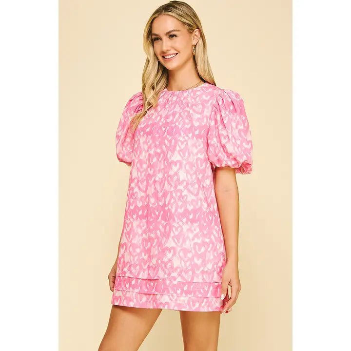 Heart Print Mini Dress