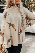 Load image into Gallery viewer, Cheetah Print High Neck Sweater
