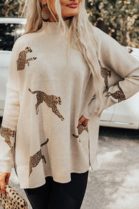Cheetah Print High Neck Sweater