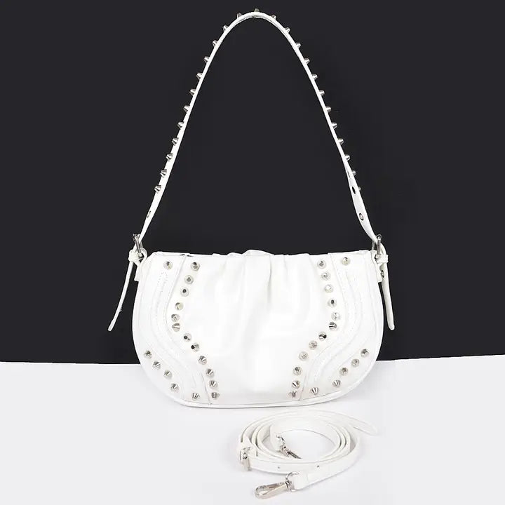 Vegan Leather Stud Shoulder Bag