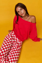 Load image into Gallery viewer, Drop Shoulder Red Sweater
