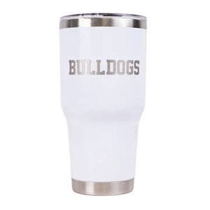 Bulldogs Etched Tumbler White/Silver 30oz.
