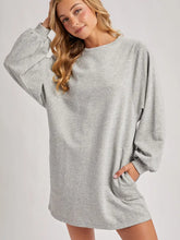 Load image into Gallery viewer, Crew Neck Oversized Sweatshirt Dress with Pockets Grey
