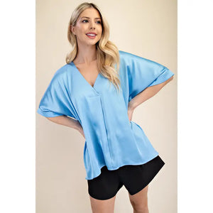 V-Neck High Low Blouse