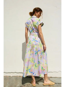 Floral Radiance Sash Belt Shirt Dress