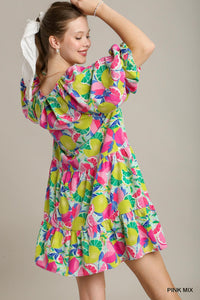 Fruit Print A-Line Dress